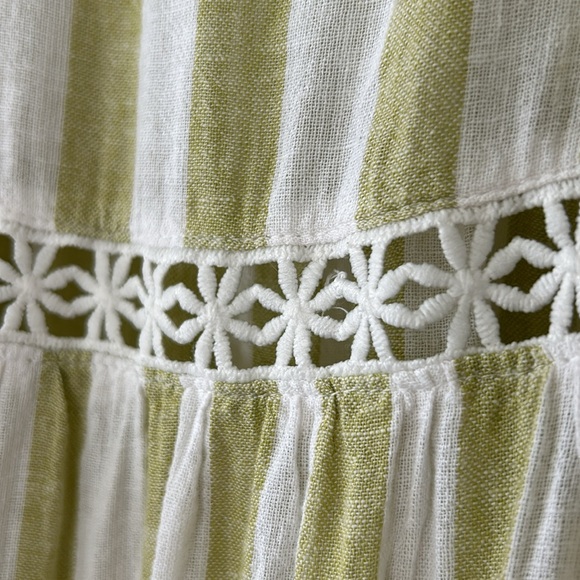 Cynthia Rowley Green Striped Dress/Beach Cover w Convertible Tassel Ties - Picture 4 of 12